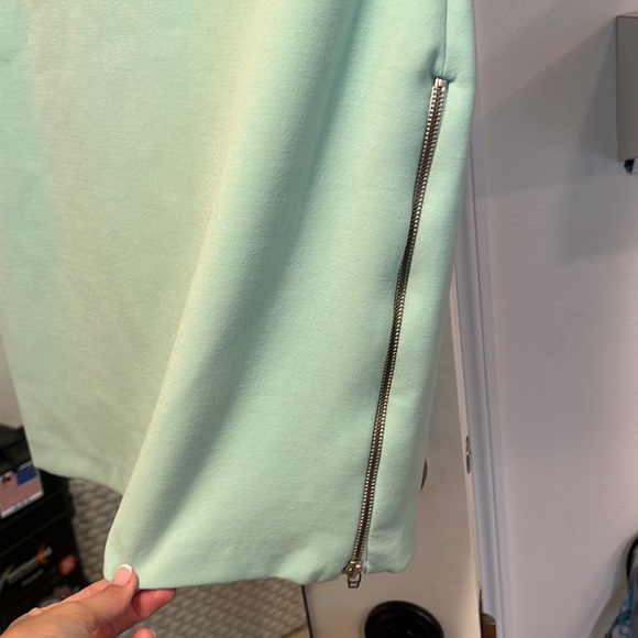 Zara Small Fitted One Shoulder Sea Foam Bodycon Mini Dress - Picture 12 of 12